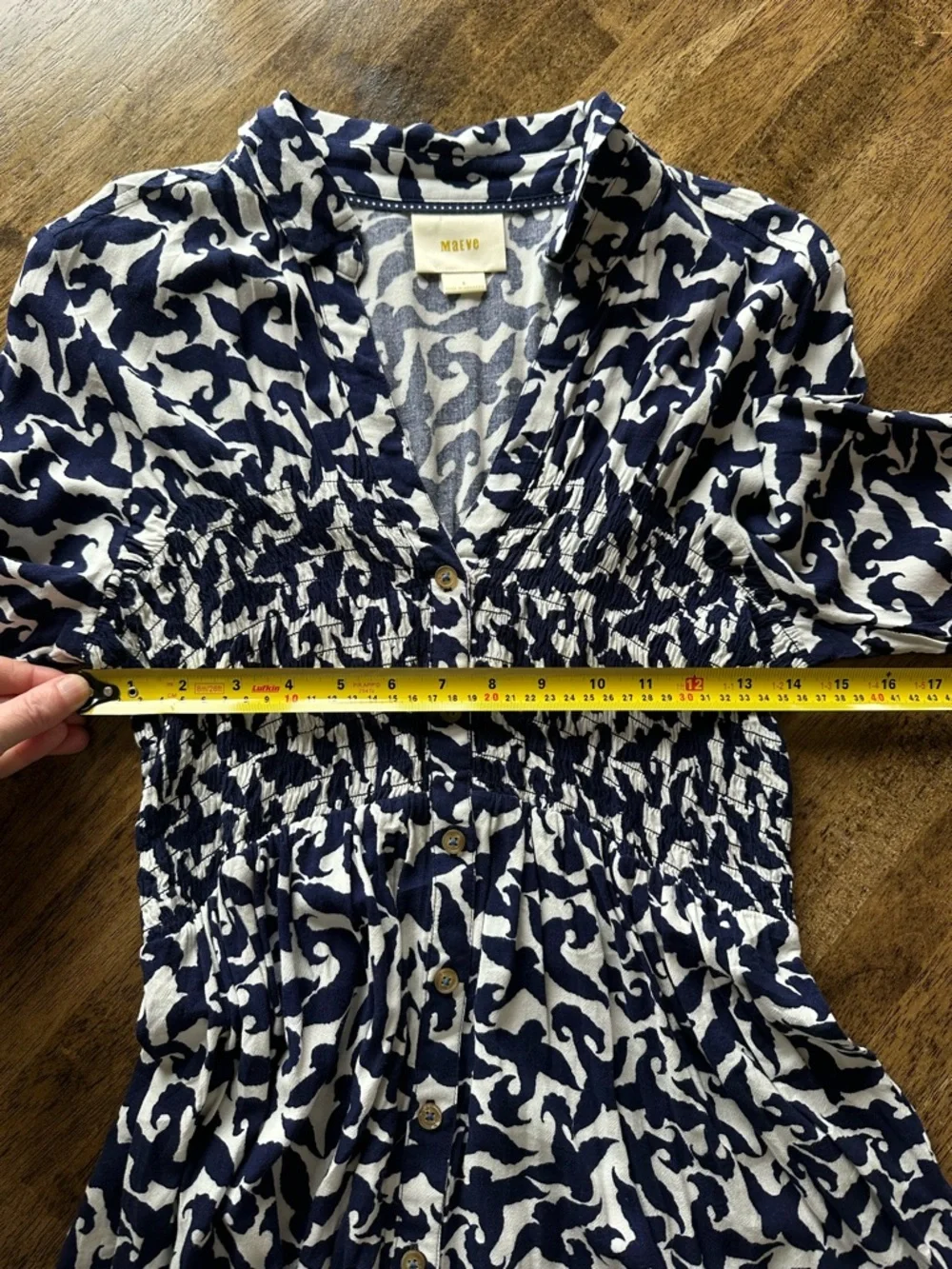 Anthropologie Maeve Alexa Smocked Buttondown Blouse Sz S - Picture 10 of 12